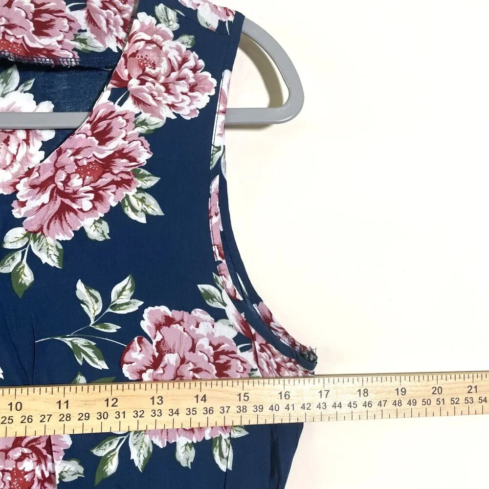 Basement Women’s Floral Blue Pink Mini Dress Size Small Coquette Sundress